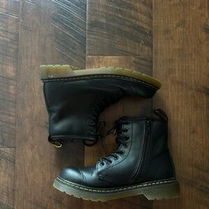 Kids size 4 Dr Martens. Lace up with side zipper.